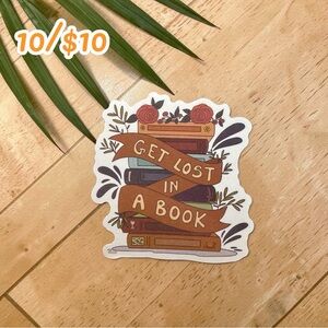 Get Lost in a Book Sticker – Book Stack Floral Vinyl Decal | Cozy Reader